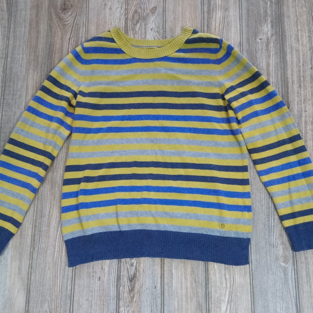 Izod Striped Ribbed Crew Neck Colorful Long Sleeve Sweater Top